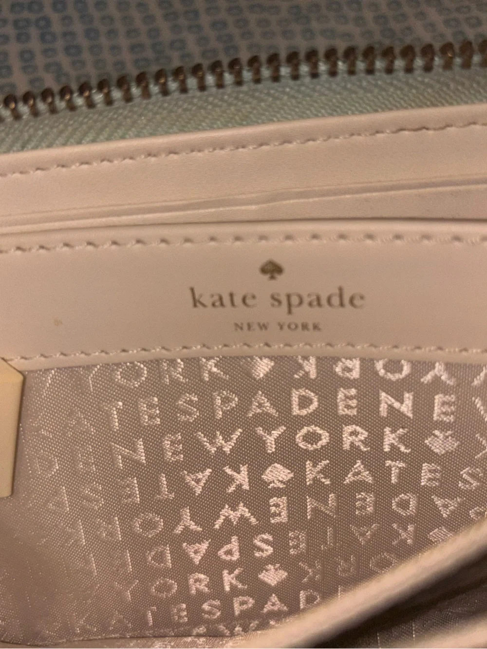 kate spade Mint Green Zip Wallet with Gold Logo